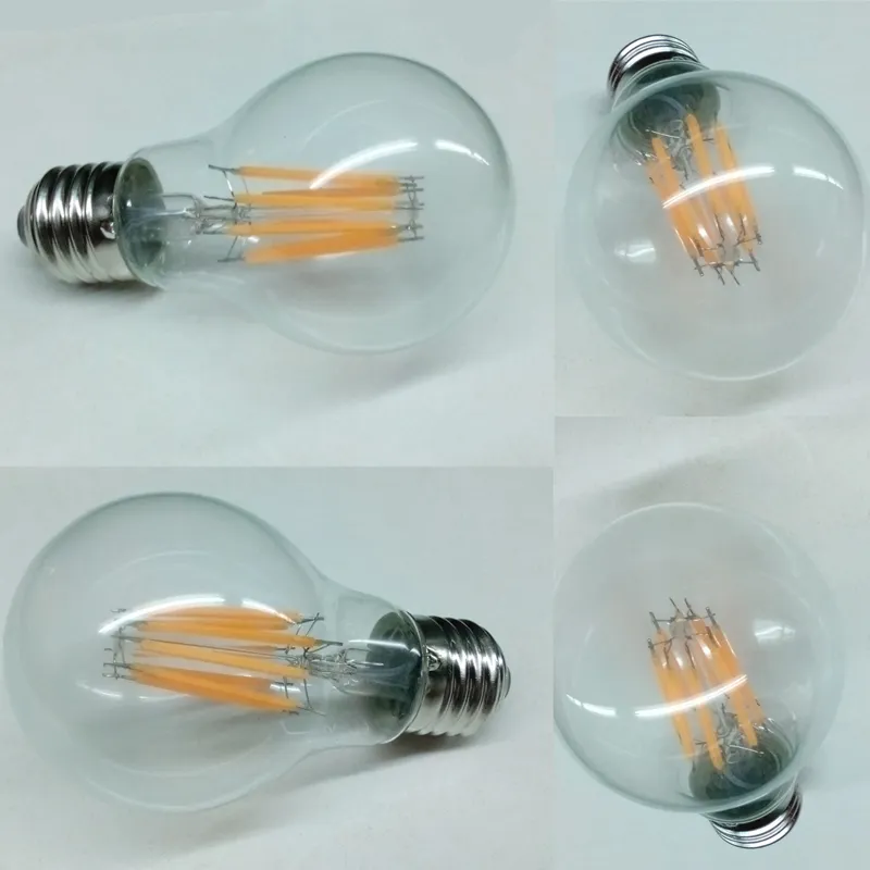 명확한 6W 8W LED 필라멘트 Dimmable 램프 실내 전구 E27 B22와 함께 인기있는 필라멘트 전구를 널리 사용했습니다.