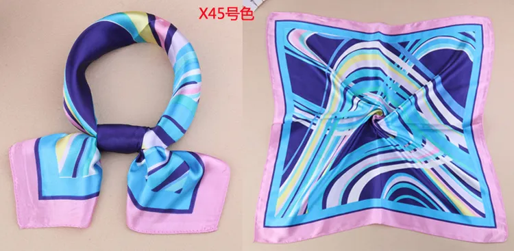 Hot Printing Silk Scarves 64 Färger Squares Scarf Color Butyl Satin för flygvärdinna Kvinnor Professionell Klänninggåva