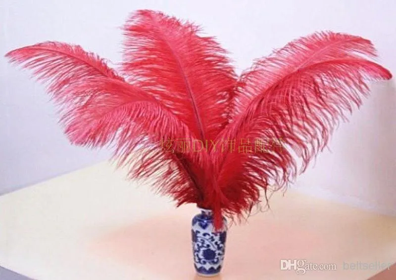 25-26in Red Ostrich Plumes/ Feathers