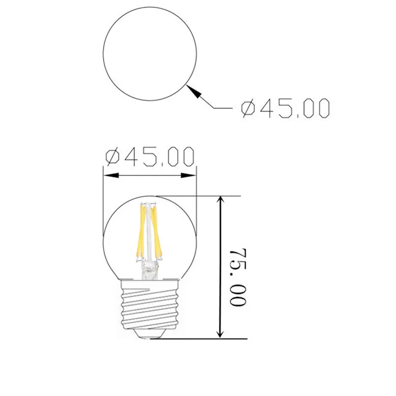 2W 4W 6W 8W LEDフィラメントバルブライトダイム可能G45 C35 A60ガラスクリアE27 B22 E14 360度LEDランプインド​​ア3504901