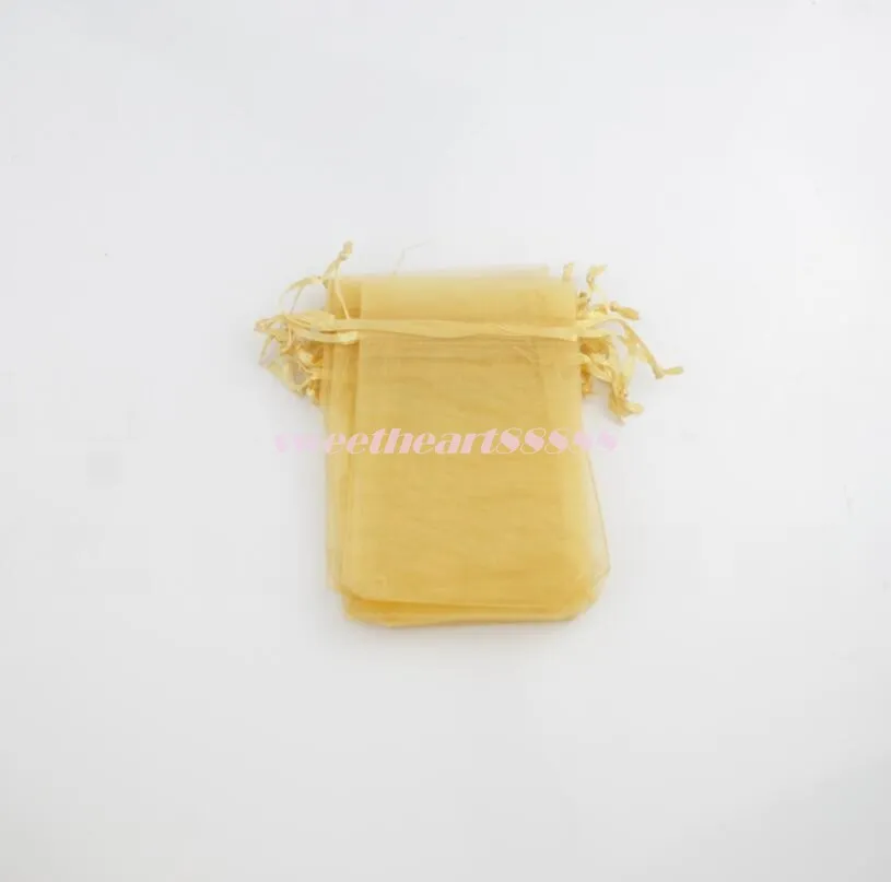 4sizes Hot sell Golden Organza Jewelry Gift Pouch Bags For Wedding favor 7X9cm 9X12cm 13X18cm 20X30cm