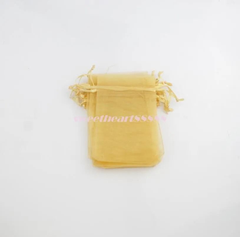 4sizes sell Golden Organza Jewelry Gift Pouch Bags For Wedding favor 7X9cm 9X12cm 13X18cm 20X30cm9800849