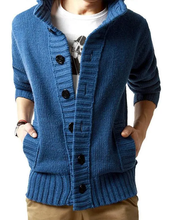 2014 мода новая осень зима мужская кардиган свитер куртки полушерстяные сгущаться Slim fit трикотажные свитера мужская одежда