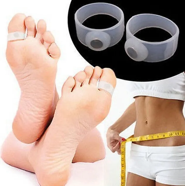 Hälso- och sjukvård Fötter Skötsel Enkel Massage Slimming Silicone Foot Massage Magnetisk Toe Ring Gratis frakt