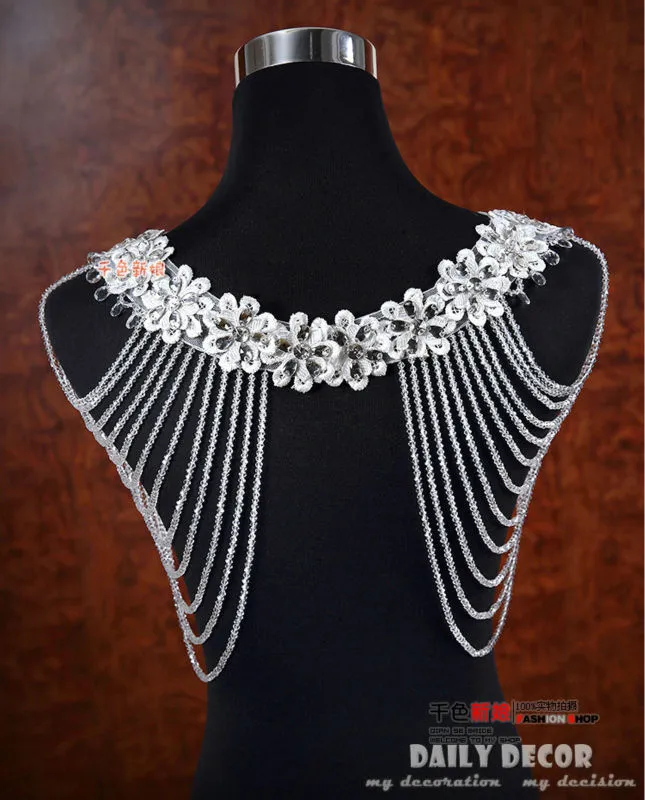 2019 luksusowy kryształowy kryształowy biżuteria biżuteria nałogowy biała koronkowa kurtka ślubna kurtka bolerowa sukienka ślubna z koralikami 4457367