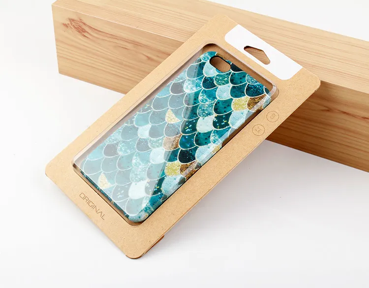 Luksusowa skrzynka na skalę rybną z pakowaniem papieru Kraft dla iPhone 7 Plus X Slim z pudełkiem papierowym