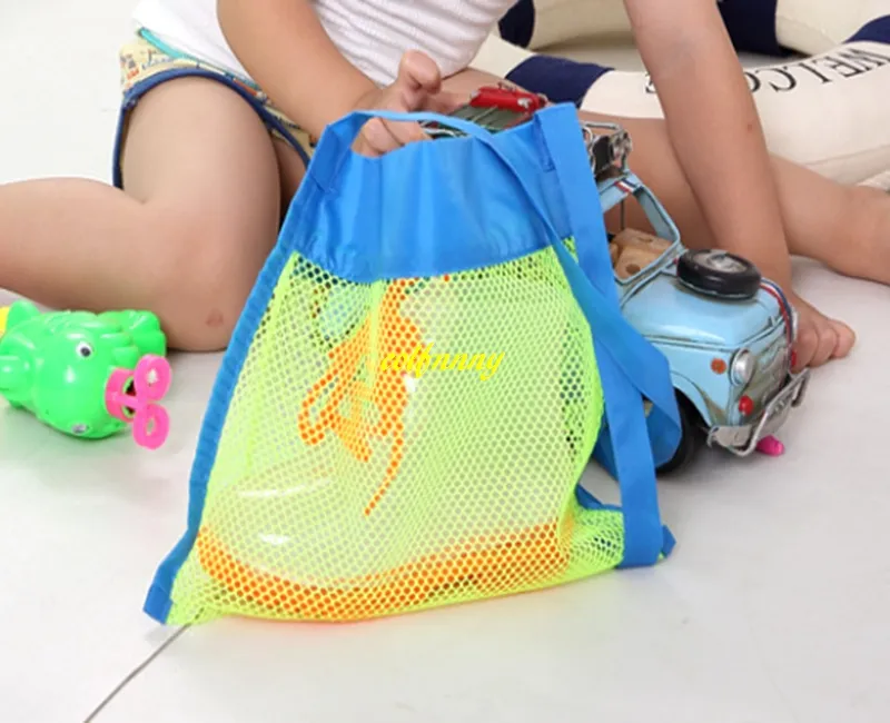 100 stks / partij klein formaat vogue mesh draagtas kleding speelgoed draagt ​​alle zand weg strand tas baby speelgoed verzameling tas