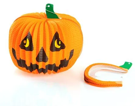 10 pezzi di Halloween Lanterna di zucca di carta Decorazione Zucca Ragno Fantasma Pipistrelli Lanterna di carta5611769