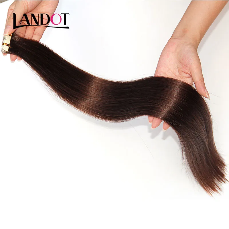 Bästa 10a tejp i mänskliga hårförlängningar Dubbeldragen 100% Original Raw Virgin Remy Human Hair 150g / Osynlig hud Wefts Pu Tape på hår