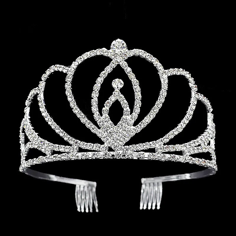 Crystal Bridal Tiara Party Pageant Luxury Crown Silver Plated Bröllop Kronor Hårband Billiga Hårklipp Bröllop Hårtillbehör Tiaras