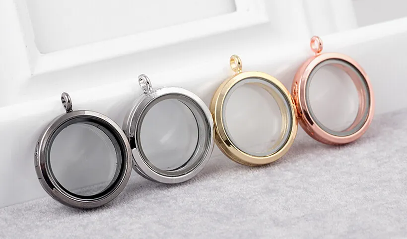 30MM Plain Round Magnetic Glass Living Floating Locket Pendant Fit For Chain Necklace Whole244b