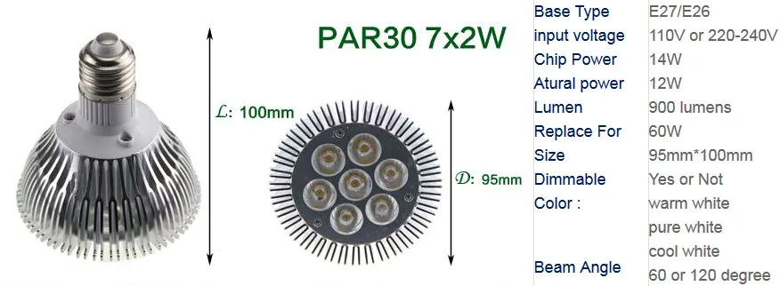 Faretto a led dimmerabile par38 par30 par20 9W 10W 14W 18W 24W 30W E27 par 20 30 38 Lampada a LED da incasso 501060994