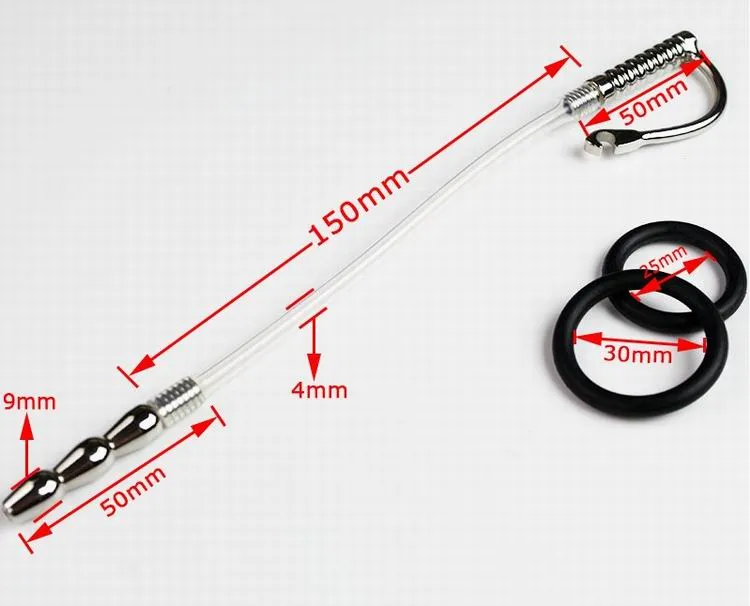 250mm en acier inoxydable Silicone tuyau-connecté tube urétral pénis Plug urètre sons jouet sexuel étirement dispositif de chasteté