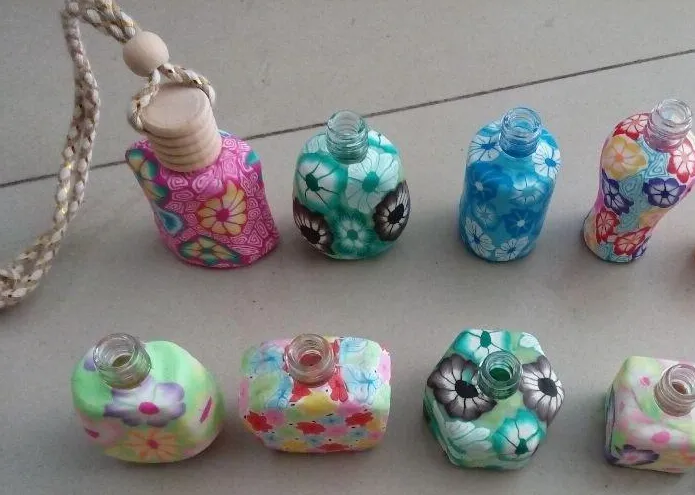 Hot Sales 15 ml Car hang decoration Ceramic essence oil Perfume bottle Hang rope empty bottle