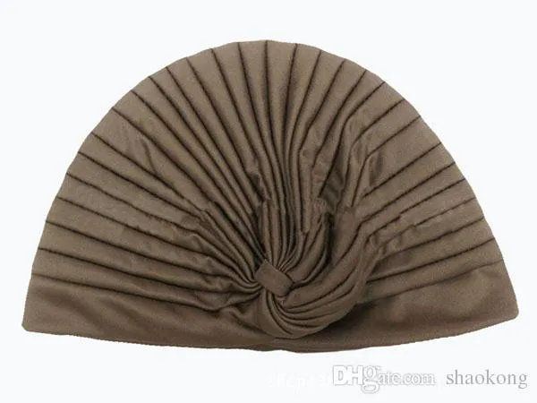 Turban extensible bandeau chimio Bandana Hijab casquette indienne plissée