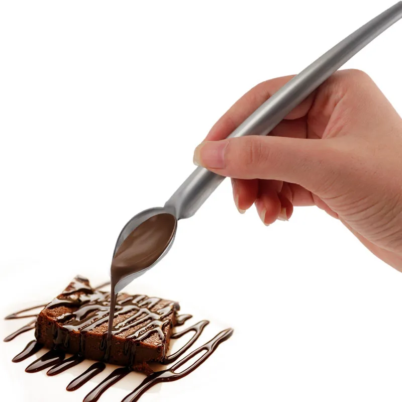 2 adet / takım Paslanmaz Çelik Çikolata Kaşık Fondan Kek Dondurma Çikolata Tatlı Dekorasyon Kaşık Mutfak DIY Pişirme Araçları