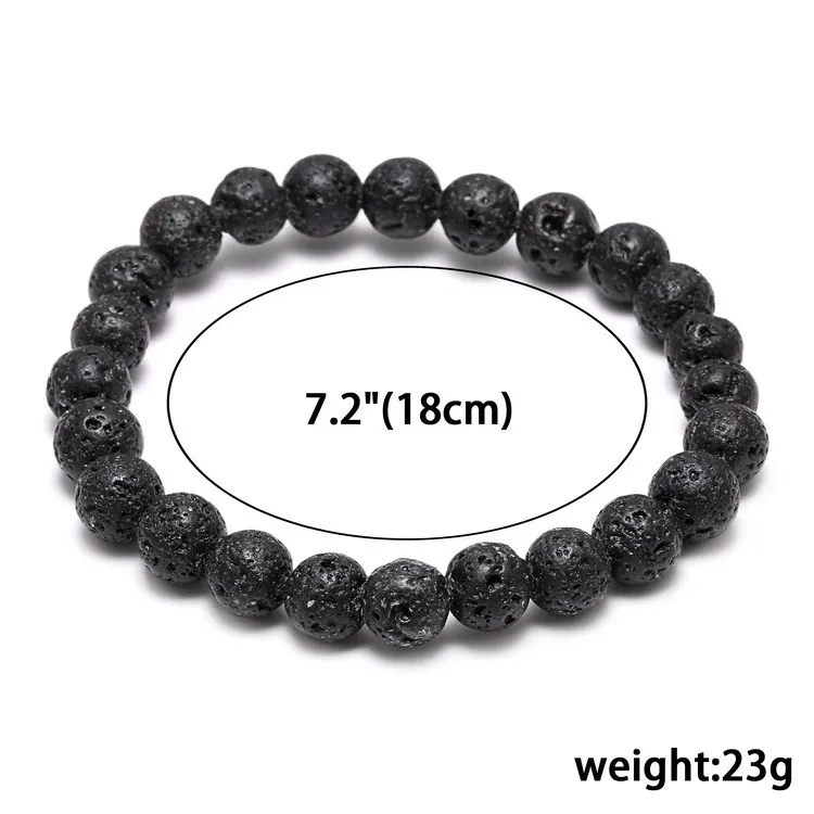 Gran oferta, pulsera de chakra de roca de Lava, difusor de energía de piedra Natural negra, brazalete de cuentas hecho a mano para mujer, joyería artesanal de moda para hombre