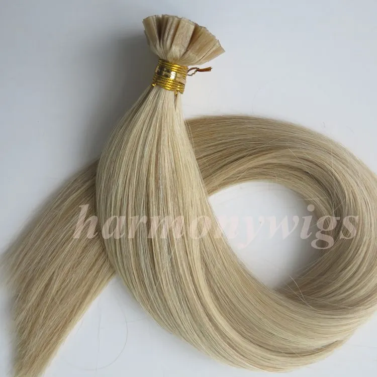 100Strands=100g Pre bonded Flat Tip human Hair Extensions 18 20 22 24inch M27&Brazilian Indian Keratin Human Hair