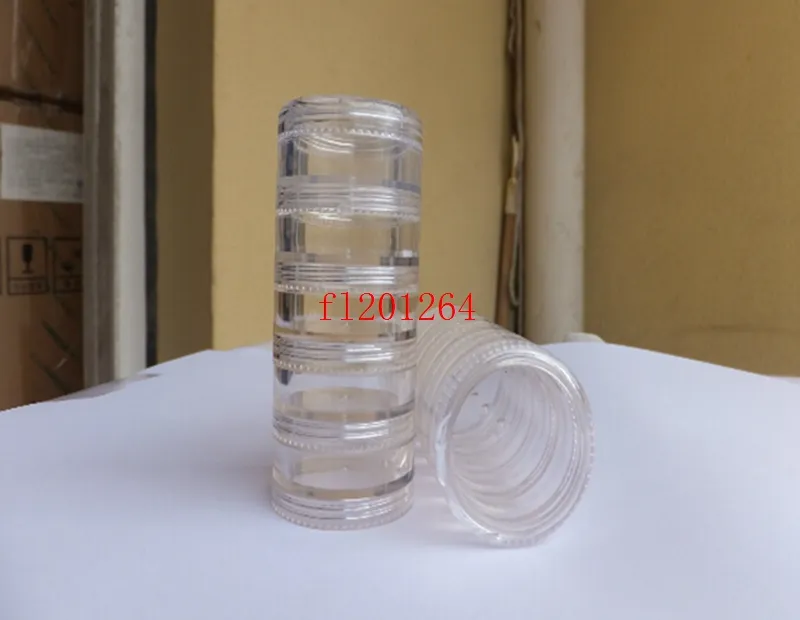 Darmowa Wysyłka 5g 5ml Cream Butelka Jar Wyczyść Puste Plastic Cream Butelki Nail Art Glitter Pył Powder Case, 1000 sztuk / partia