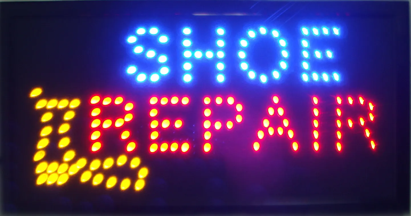 Led shoe repair shop open neon sign custom led sign 10*19 inch semi-outdoor Ultra Bright advertising Running signage