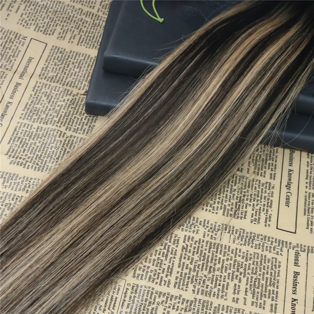 Лента человеческих волос Remy 100% в наращивании волос Blayage # 2 увядает до # 27 ленты уток кожи на наращивании волос девственницы 100 г / 40 шт.
