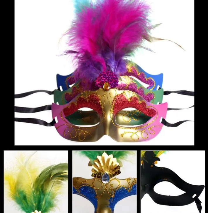 Plume Peinte Masque Vénitien Halloween Mascarade Balle Robe De Soirée Costume Bonne Qualité Brand New Ventes Chaudes