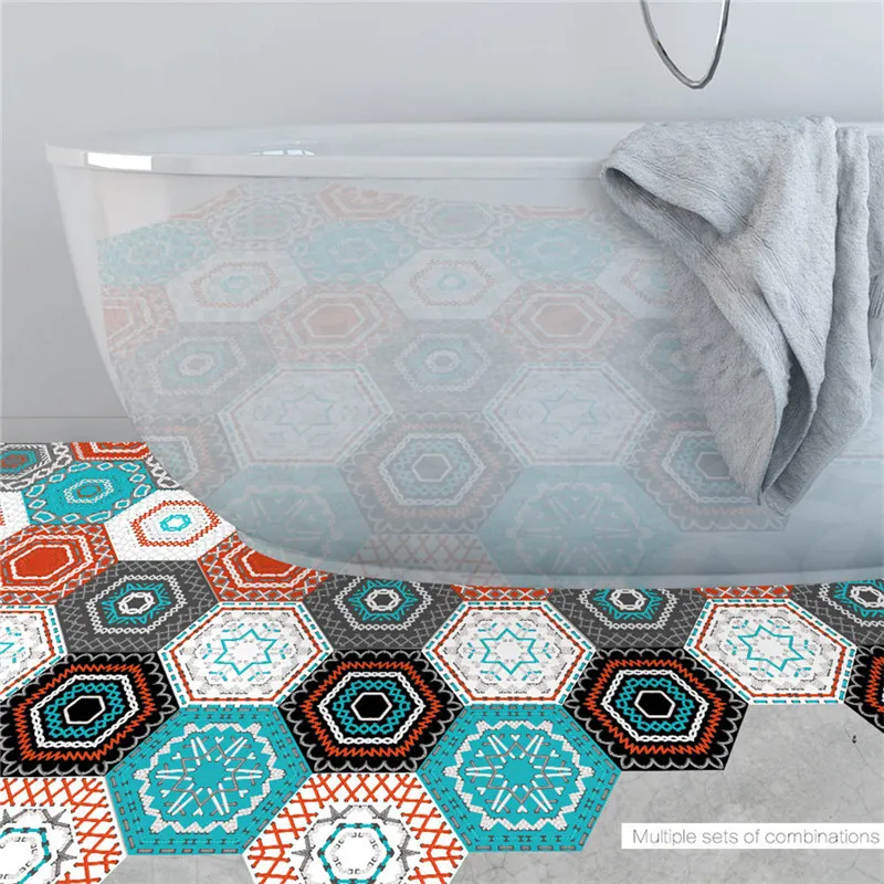Multi Color Porcelain Tile Stickers Bathroom Living Room Floor Decals Home Decoration Waterproof Wallpaper 23*20cm