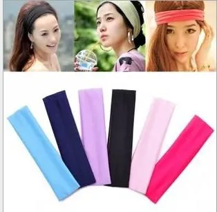 Mode för kvinnor 6 färger stretch peadband sport yoga hårband svett huvud wrap unisex hög elastisk bandanas