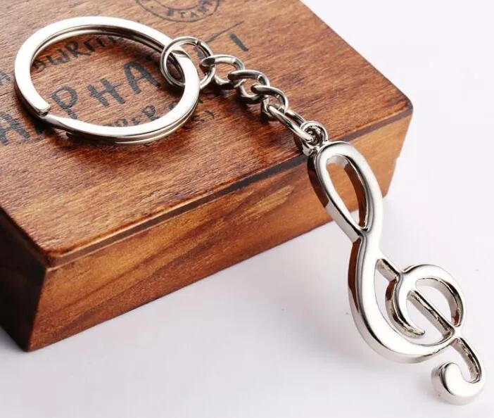 / Hot Sale Ny nyckelkedja nyckelring Silverpläterad musikalisk Note Keychain för bilmusikmusik Symbol Nyckelkedjor