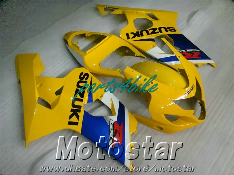 Hot sale plastic fairing kit for SUZUKI GSX-R600 GSX-R750 2004 2005 yellow blue fairings set K4 GSXR 600 750 04 05 FG59