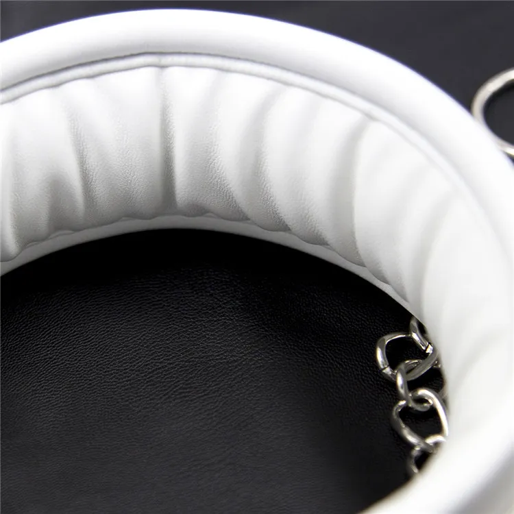 Wit PU-leer Halsband met ketting Slave Bandage Terughoudendheid Speeltjes voor koppels Volwassen Spelletjes7557352
