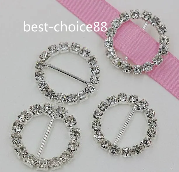 Hot Round Crystal Rhinestone Ribbon Gold Buckles Wedding Invitations 20mm