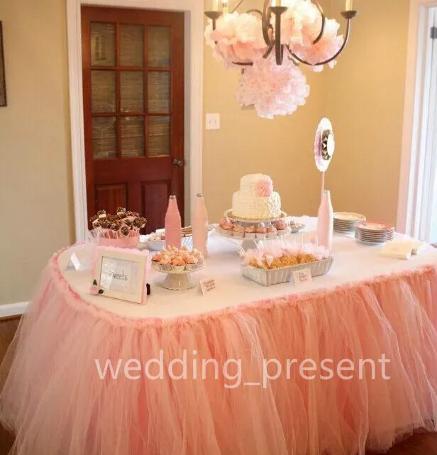 2015 jupe de table en tulle de mariage rose 80 * 92 cm décorations de fête de mariage colorées fournisseurs ceintures de table couvertures sur mesure