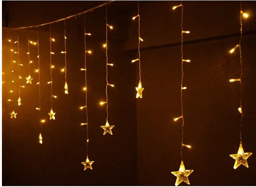 3,5 m * 0,8m LED-stjärna gardinljus för julbröllopsdekoration Inredningsljus Icicle Light strängar av lampor blinkande Fairy Lights.