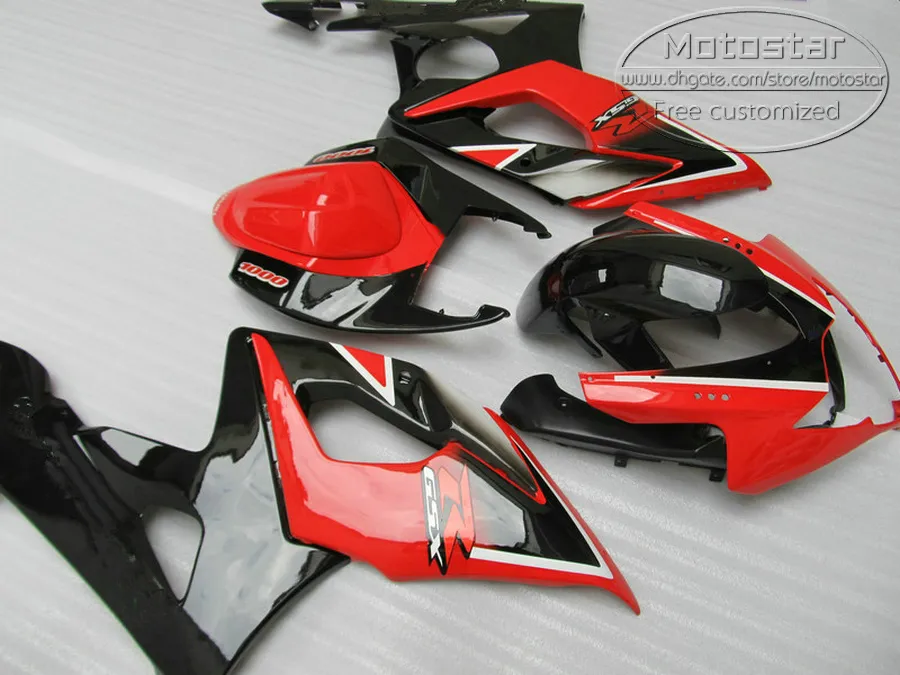 Högkvalitativ fairingkit för SUZUKI 2005 2006 GSXR1000 Fairings 05 06 GSX-R1000 K5 K6 Svart röd plast Bodykits SX90