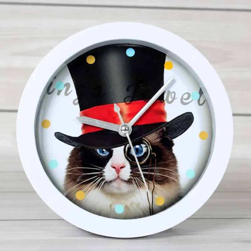 Cartoon Animal Cat wykorzystywany mały budzik COT COL COT Home Desktop Clock and Watch Mute