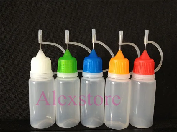 Needle bottle empty Mini plastic Long thin tip Soft PE eliquid oil dropper bottle 3ml 5ml 10ml 20ml 30ml 50ml with colorful caps