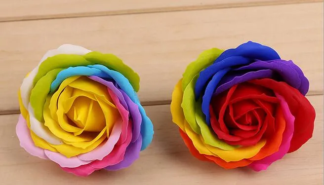 Rainbow ful Rose Soaps Flower Packed Wedding Supplies Gifts Event Party Goods Favor bathroom accessories soap flower artificial SR11