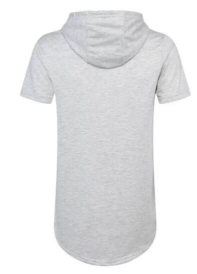Man Summer Tshirts Longline Curve Hem t shirt Hooded Zipper Design Short Sleeved Casual Tops for Male