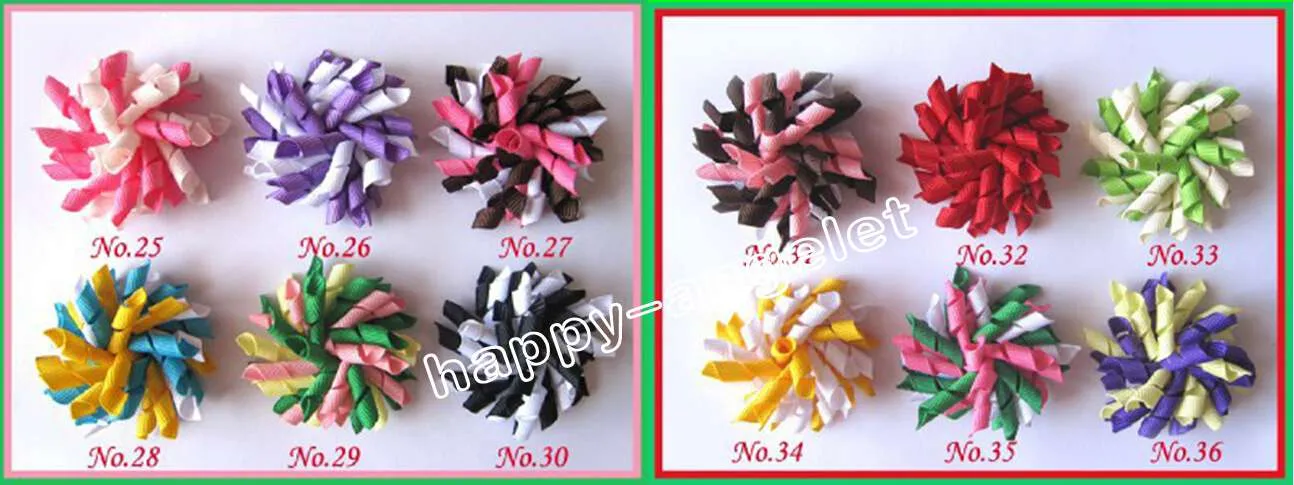 baby flower hair bows 3.5" Korker Hair bow, hairs clips, grosgrain ribbon bows Corker satin hairband flowers PD007