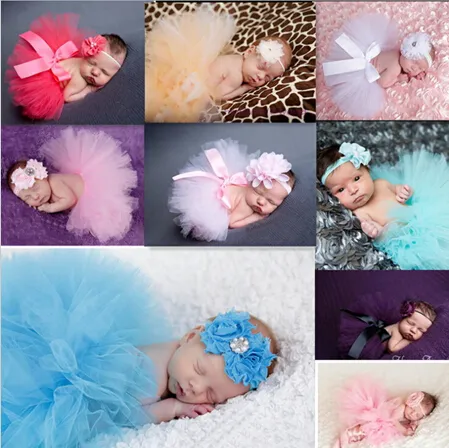 Neugeborenen Tutu Kleidung Rock Baby Mädchen gestrickt häkeln Foto Prop Outfits, Baby Mädchen Blase Rock + Stirnbänder, Mädchen Blase Rock