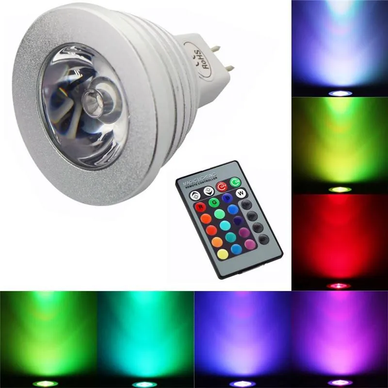 5W RGB LED 스포트 라이트 16 색 변경 RGB led 전구 램프 E27 GU10 MR16 GU5.3 24 키 원격 제어 85-265V 12V