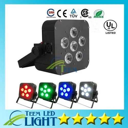 DHL 6X8W LED PAR LICHT DRAADIGE 4IN1 BATTERIJ LED Vlakke Draadloze DMX LED Stage Batterij Powered LED Flat Par Lights Club Lighting 2020