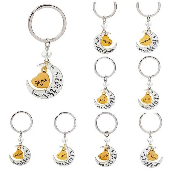 Free Ship NEW I love you to the moon and back keychain Key Ring Set 10 Style HOT