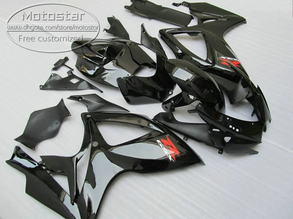 Kit de carenagem de plástico Freeship para SUZUKI GSXR 600 GSXR 750 06 07 K6 conjunto de carenagens preto brilhante GSX-R600/750 2006 2007 V39F