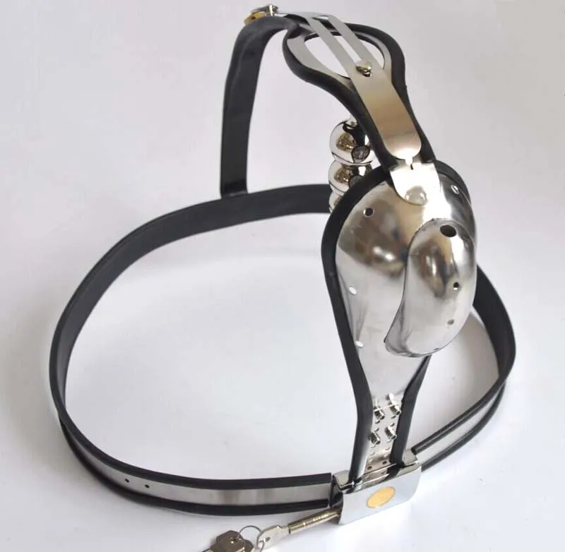 Newest Male Model-T Fully Adjustable T-type chastity belt Penis Cage With stainless steel Anal plug J1524