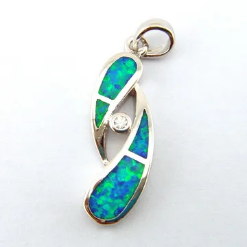 CZ StoneとBlue Opal Jewelry;ファッションペンダントとイヤリングセットメキシカンファイアオパル251f