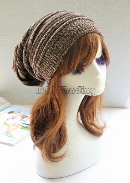 Trendy Warm Soft Stretch Cable Knit Slouchy Beanie Skull Caps Oversize Donna Uomo Cappelli maglieria i