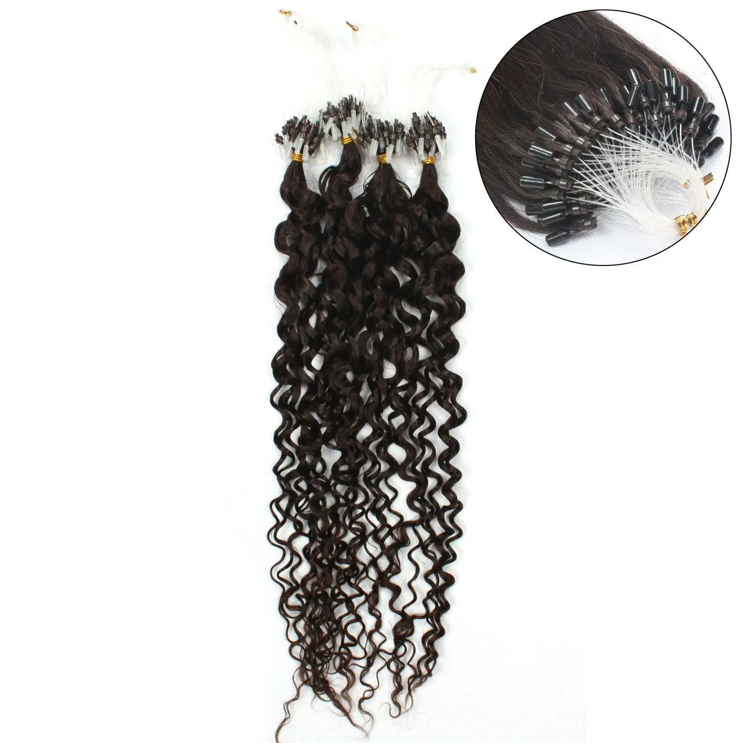 Elbess Hair-Micro Bague Extension des cheveux 0.8g / Strand 200 brins / lot # 1 # 1b # 4 # 6 boucle de vague d'eau de la boucle de micro-ondes de micro-cheveux