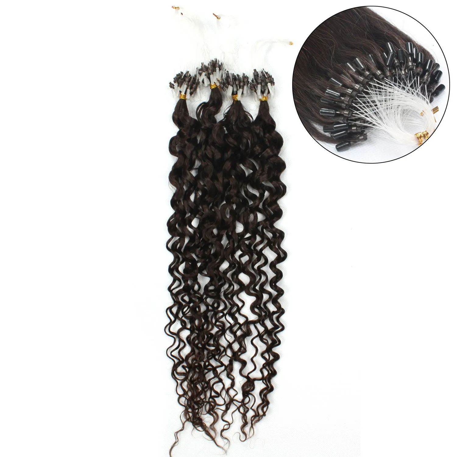 Elibess Hair-Micro Anel Extensão de Cabelo 0.8G / Strand 200 Strands / Lote # 1 # 1b # 4 # 6 Cor Water Onda Loop Micro Anel Ring Extensões